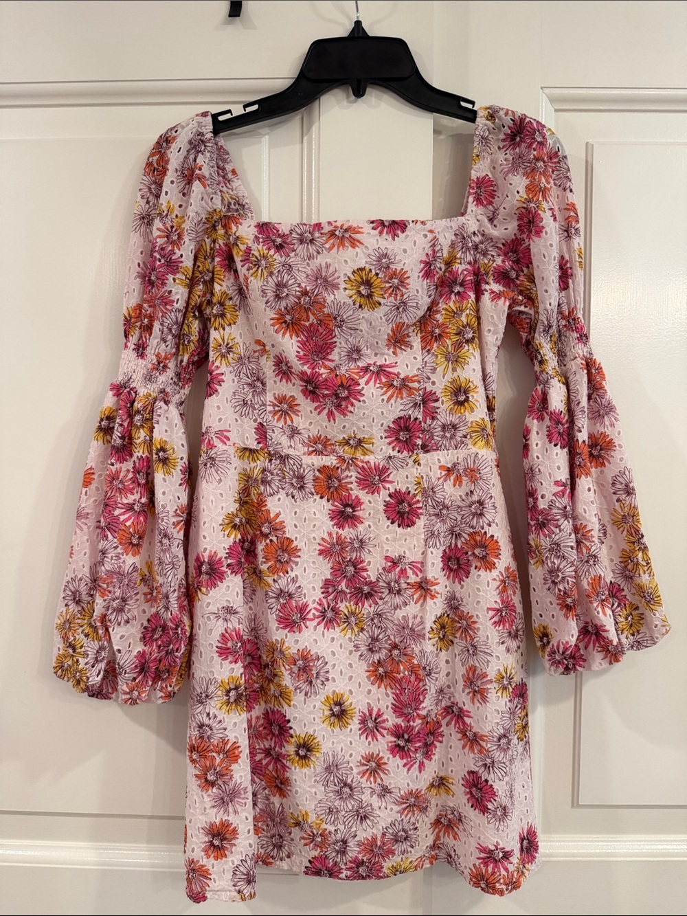 Wayf Floral Square-Neck Mini Dress in Pink and Yellow